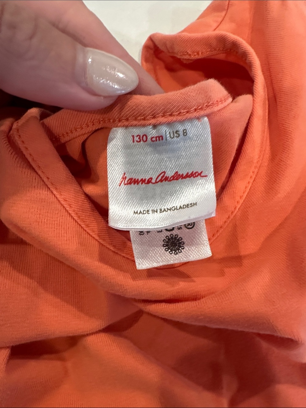Hanna Andersson Bright Coral Short Sleeve Knit Dress - Picture 2 of 3